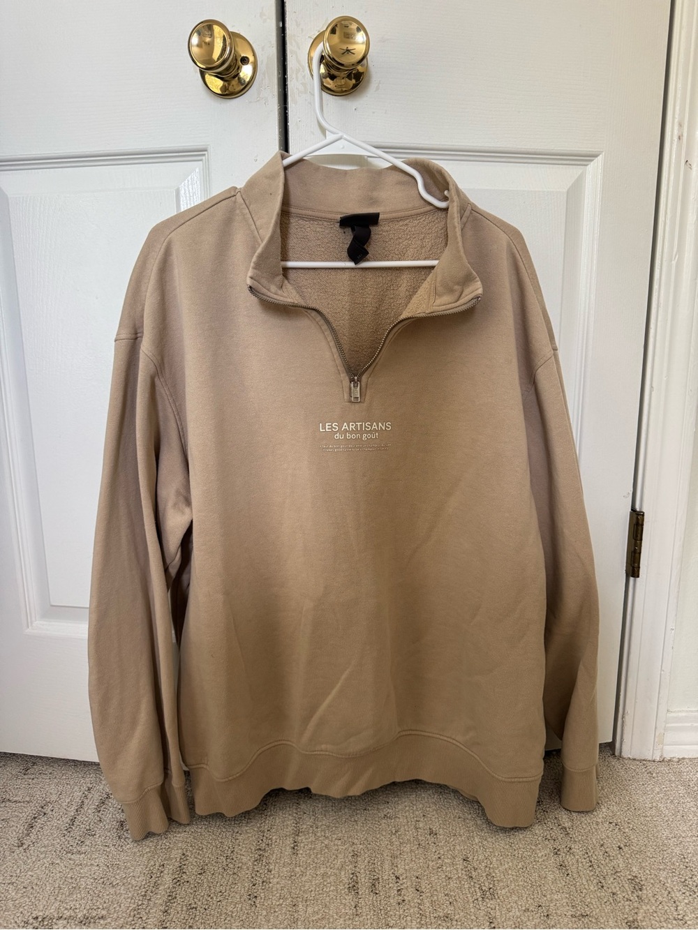 H&M Beige Quarter Zip-Up Sweater